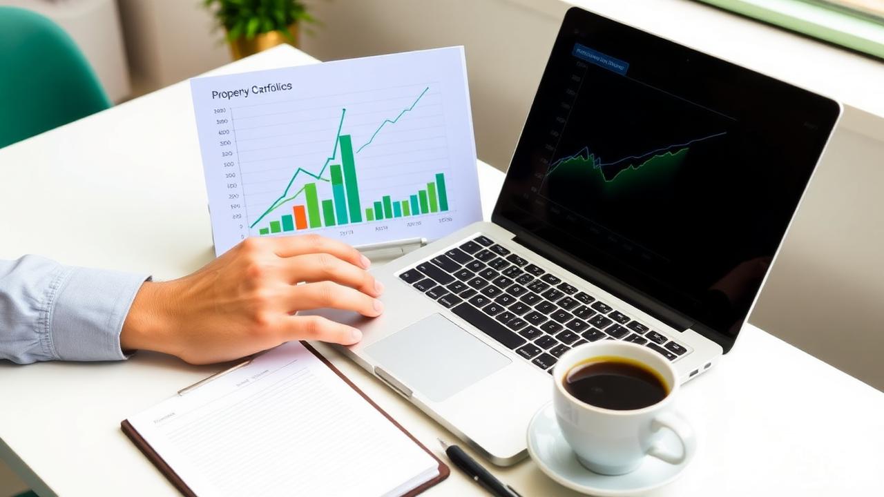 Investor reviewing a property portfolio growth chart